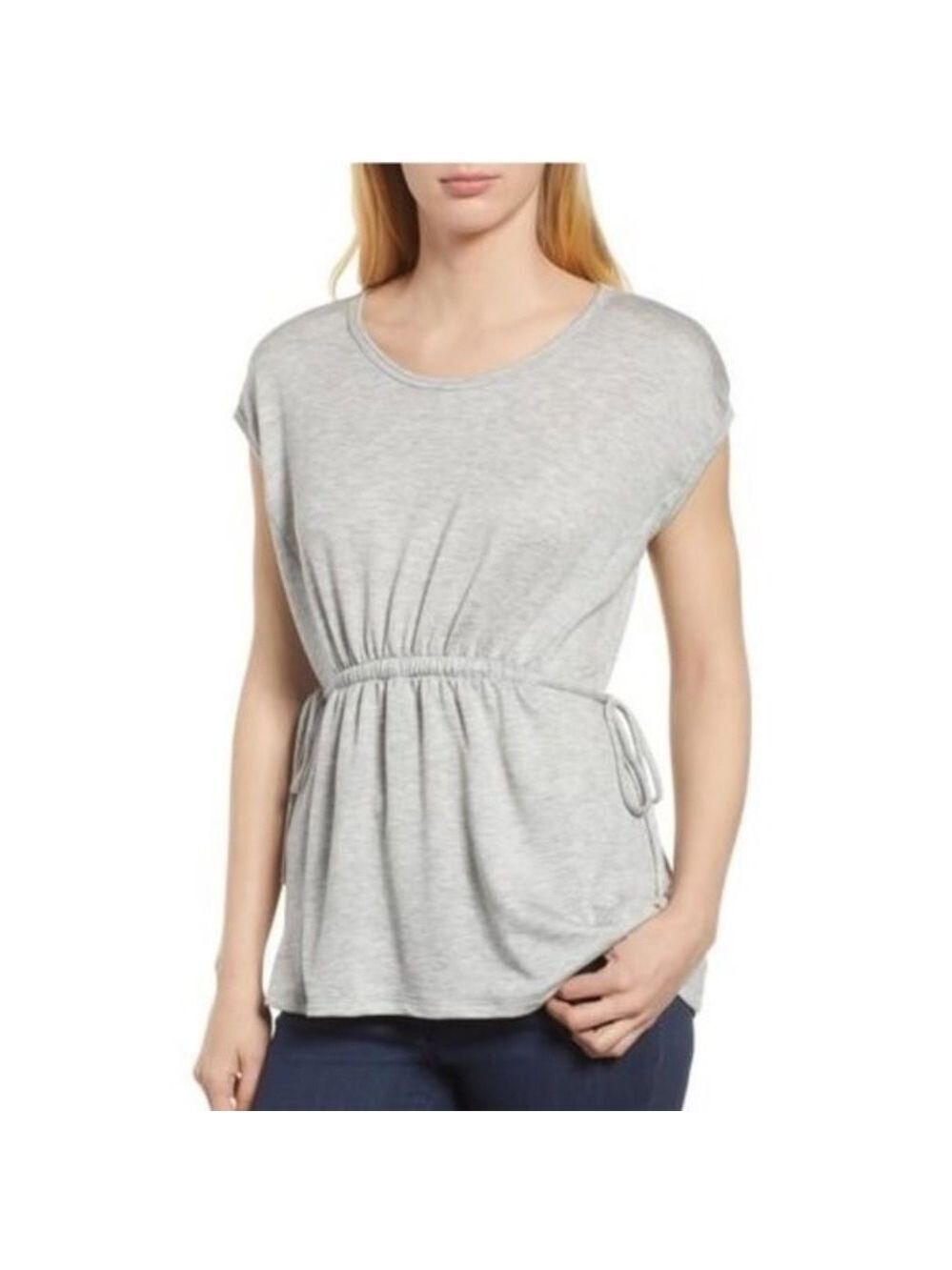 BOBEAU Cinched Waist French Terry Top